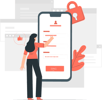 Illustration of user signing up on a mobile phone