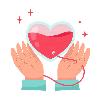 Illustration of hands holding a heart symbolizing saving lives